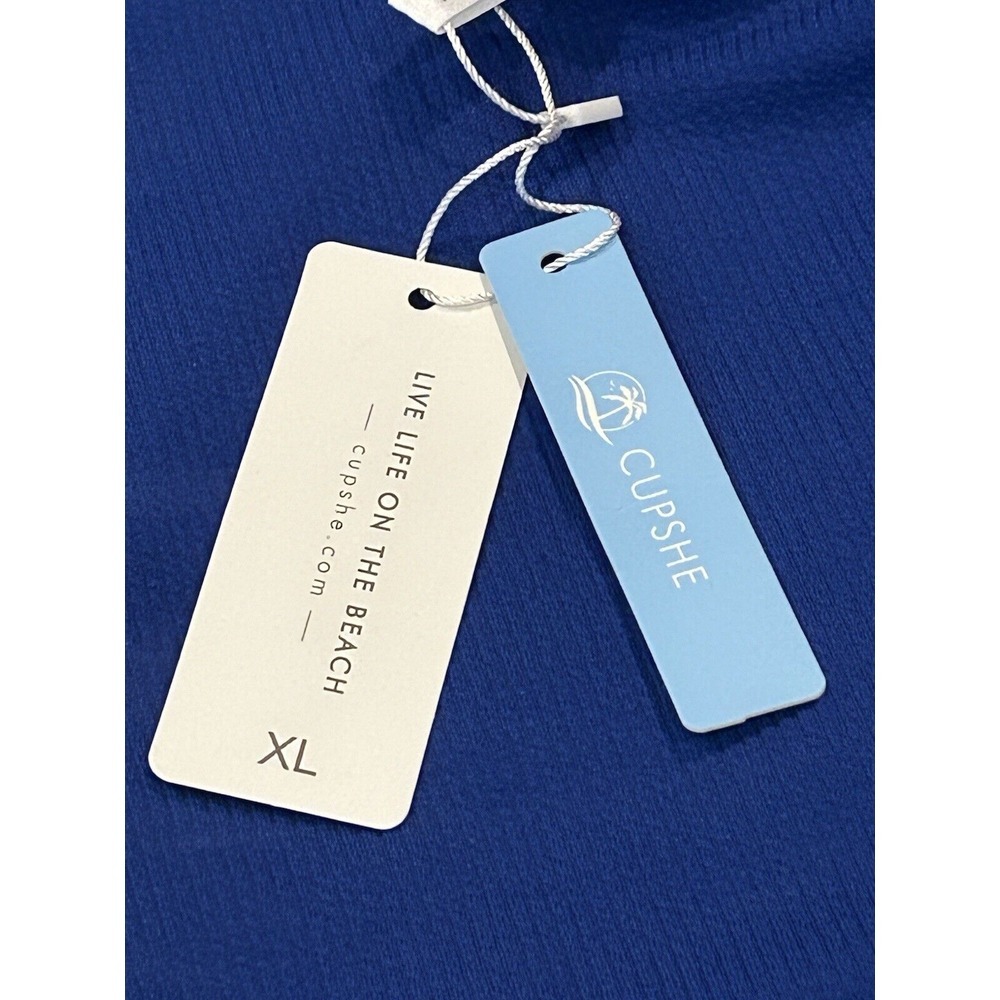 NWT Cupshe Women's One Piece‎ Ruffle Wrap Textured Blue Swimsuit Size XL - Picture 6 of 7